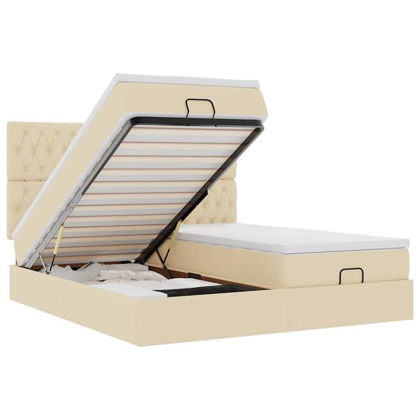 vidaXL Osmansk&yacute; r&aacute;m postele s matracmi kr&eacute;mov&aacute; 200x200 cm l&aacute;tka