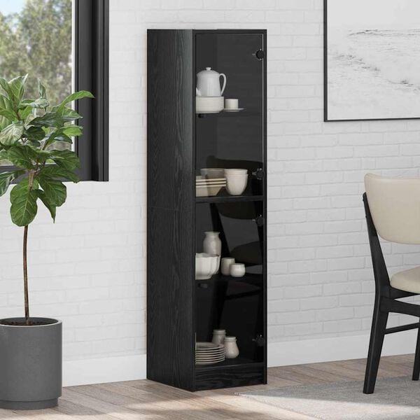 vidaXL Highboard Čierny dub 35 x 37 x 142 cm Kompozitn&eacute; drevo