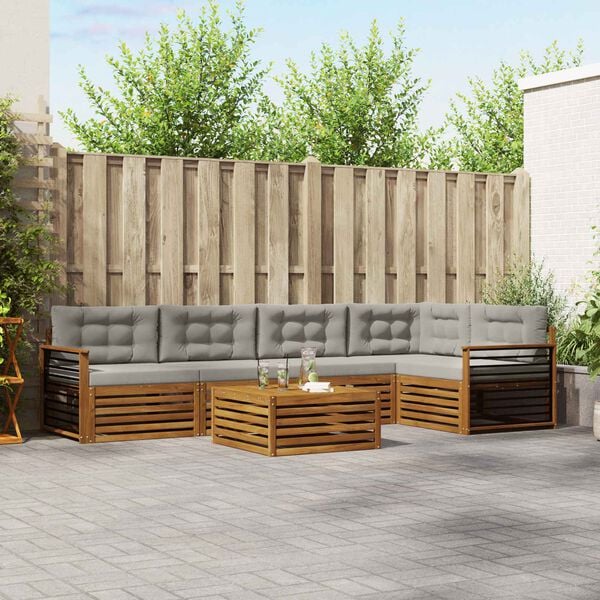 vidaXL Z&aacute;hradn&aacute; s&uacute;prava gaučov s vank&uacute;&scaron;om 6 pcs Pr&iacute;rodn&aacute; a svetlosiv&aacute;