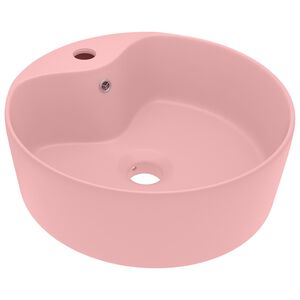 vidaXL Luxusn&eacute; um&yacute;vadlo, prepad, matn&eacute; ružov&eacute; 36x13 cm, keramika