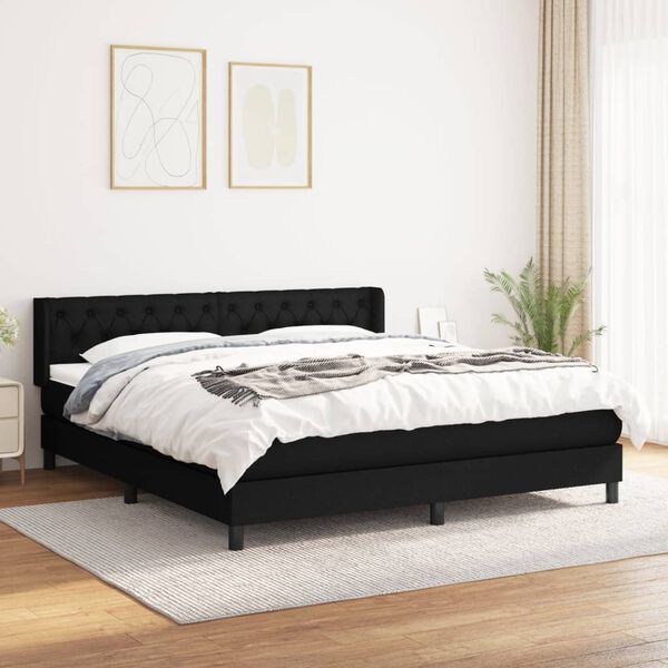 vidaXL Posteľn&yacute; r&aacute;m boxspring s matracom čierny 160x200 cm l&aacute;tka