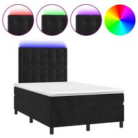 vidaXL Boxspring posteľ s matracom a LED, čierna 120x190 cm, zamat