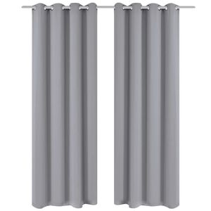 vidaXL Zatemňovac&iacute; z&aacute;ves s kovov&yacute;mi očkami, 2 ks, 135x175 cm, siv&yacute;