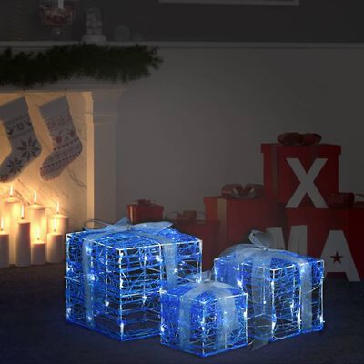 vidaXL Dekoratívne akrylové darčekové krabičky 3 ks studené biele