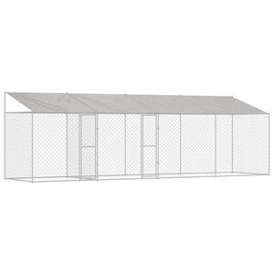 vidaXL Klietka pre psa s strechou Strieborn&aacute; 800 x 200 x 256 cm