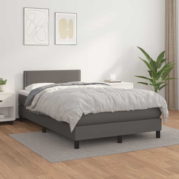 vidaXL Boxspring posteľ s matracom siv&aacute; 120x190 cm umel&aacute; koža