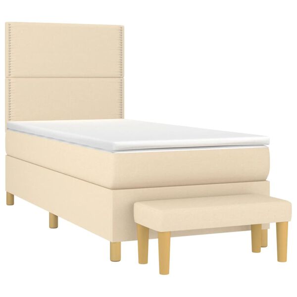 vidaXL Posteľn&yacute; r&aacute;m boxspring s matracom kr&eacute;mov&yacute; 90x190 cm l&aacute;tka