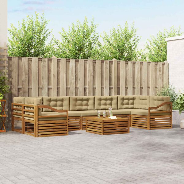 vidaXL Z&aacute;hradn&aacute; s&uacute;prava gaučov s vank&uacute;&scaron;om 8 pcs Pr&iacute;rodn&aacute; a b&eacute;žov&aacute;