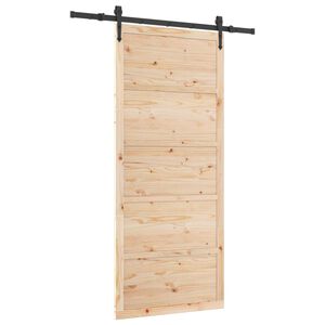 vidaXL Posuvn&eacute; dvere 80 x 208 cm Borovicov&yacute; mas&iacute;v Pr&iacute;rodn&aacute;