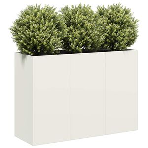 VidaXL kvetin&aacute;č Biela 120x40x80 cm Oceľ valcovan&aacute; za studena