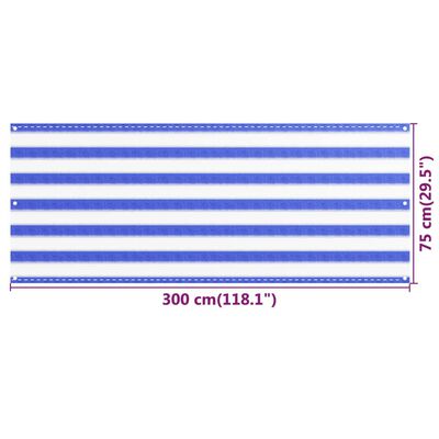vidaXL Balkónová markíza modrá a biela 75x300 cm HDPE
