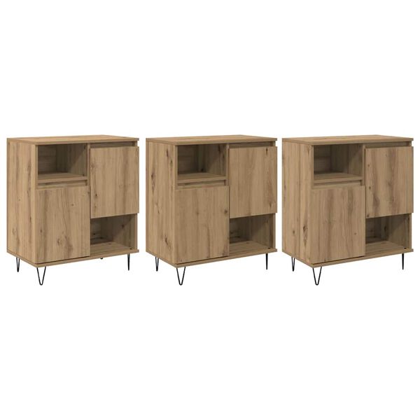 vidaXL Serv&iacute;rovacia skriňa 3 pcs Remeseln&yacute; dub 60 x 35 x 70 cm