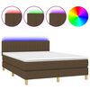 vidaXL Posteľ boxsping s matracom a LED tmavohned&aacute; 140x200 cm l&aacute;tka