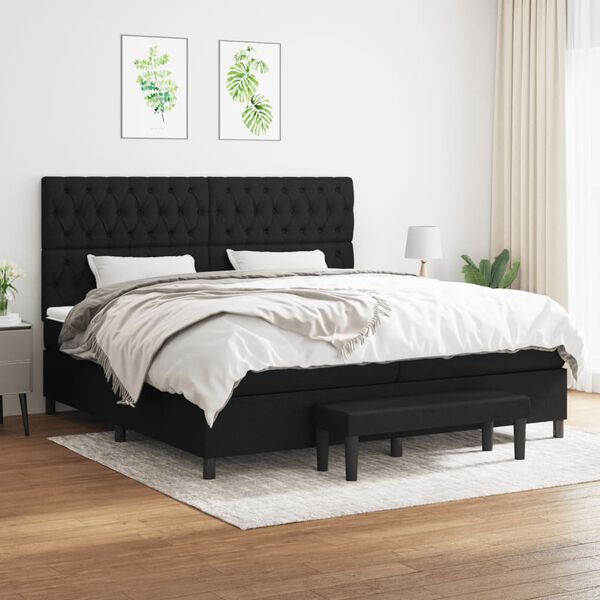 vidaXL Boxspring posteľ s matracom čierna 200x200 cm l&aacute;tka