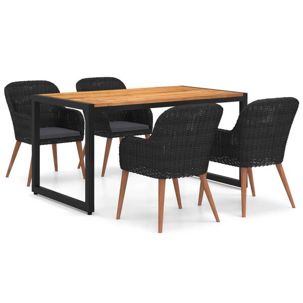 vidaXL 5-dielna z&aacute;hradn&aacute; jed&aacute;lensk&aacute; s&uacute;prava čierna