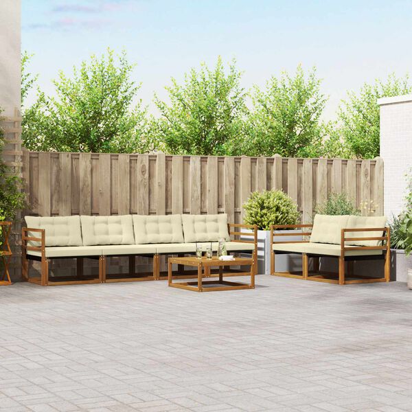 vidaXL Z&aacute;hradn&aacute; s&uacute;prava gaučov s vank&uacute;&scaron;om 7 pcs Pr&iacute;rodn&aacute; a kr&eacute;mov&aacute;