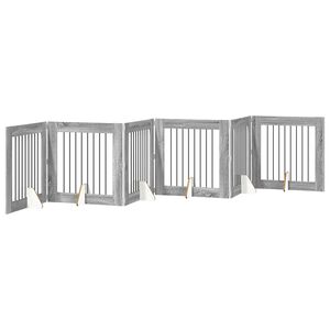vidaXL Skladacia psia br&aacute;na so stojanmi 6 pcs Siv&aacute; sonoma 482 cm