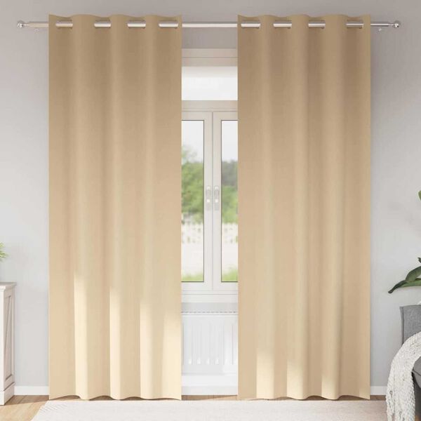vidaXL Z&aacute;clony na zatemnenie s kr&uacute;žkami 2 pcs Kr&eacute;mov&aacute; 245 x 140 cm