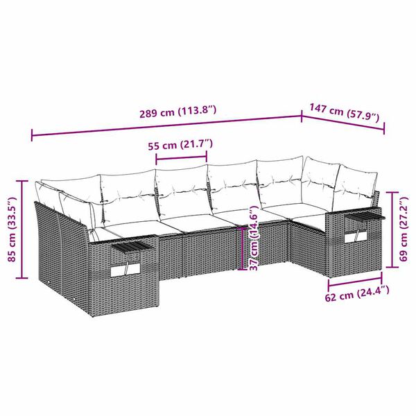 vidaXL 7-dielna záhradná súprava pohoviek s vankúšmi svetlosivá