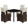 vidaXL 5-dielna záhradná bistro súprava s vankúšmi hnedá polyratan