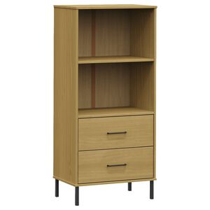vidaXL Knižnica s 2 z&aacute;suvkami hned&aacute; 60x35x128,5 cm mas&iacute;vne drevo OSLO