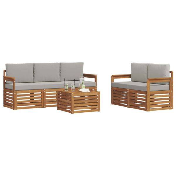 vidaXL S&uacute;pravy pohoviek s vank&uacute;&scaron;om 6 pcs Pr&iacute;rodn&aacute; a svetlosiv&aacute;