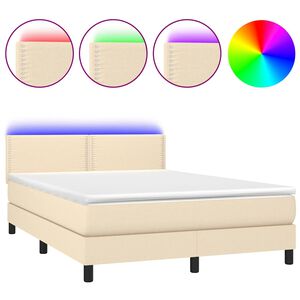 vidaXL Posteľ boxsping s matracom a LED kr&eacute;mov&aacute; 140x190 cm l&aacute;tka