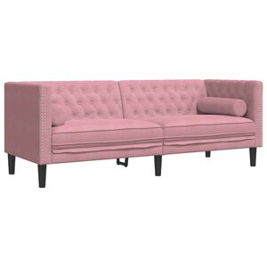 vidaXL 3-miestna pohovka Chesterfield s opierkami čierna zamat