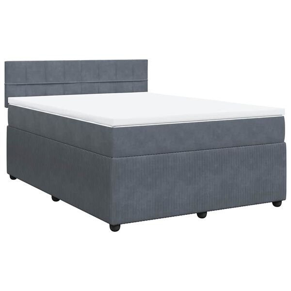 vidaXL Posteľn&yacute; r&aacute;m boxspring s matracom tmavosiv&yacute; 140x200 cm zamat