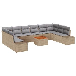 vidaXL S&uacute;prava z&aacute;hradn&yacute;ch pohoviek s vank&uacute;&scaron;om 11 pcs B&eacute;žov&aacute; polyratan