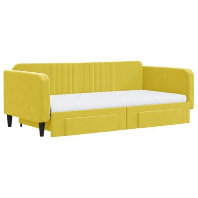vidaXL Rozkladacia denná posteľ so zásuvkami žltá 100x200 cm zamat