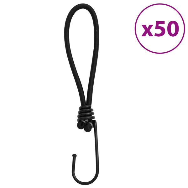 vidaXL Bungee šnúra s háčikmi 50 ks 17 cm