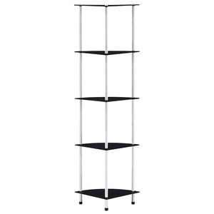 vidaXL Reg&aacute;l s 5 policami, čierny 30x30x130 cm, tvrden&eacute; sklo