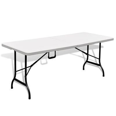 vidaXL Skladací záhradný stôl, biely 180x75x74 cm, HDPE
