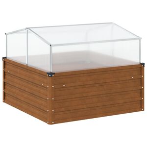 vidaXL Záhradný kvetináč s skleník korténová oceľ