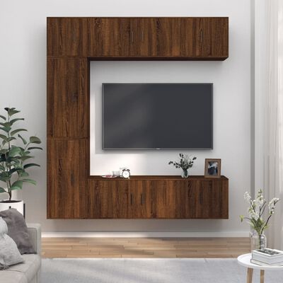 vidaXL 7-dielna súprava TV skriniek hnedý dub spracované drevo