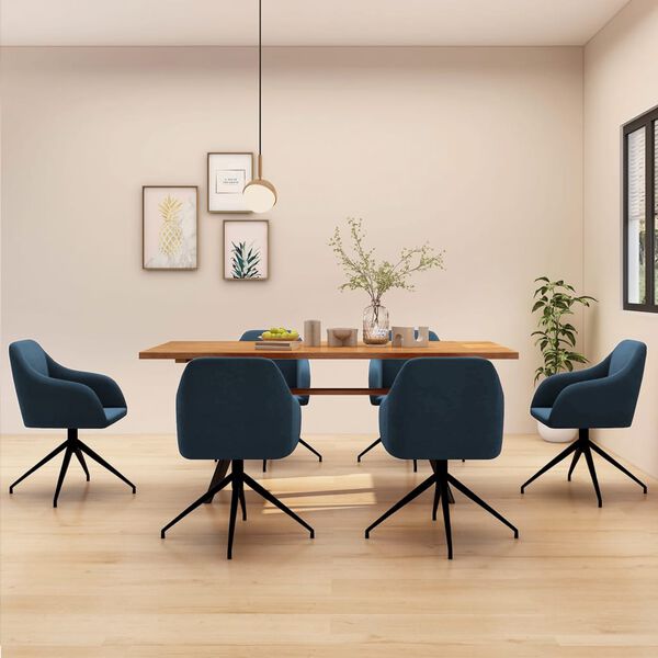 vidaXL Jed&aacute;lensk&eacute; stoličky 6 ks, modr&eacute;, zamat