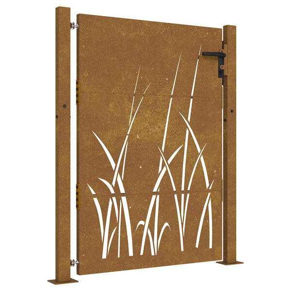 vidaXL Z&aacute;hradn&aacute; br&aacute;na 100x150 cm, oceľ Corten, dizajn s tr&aacute;vou