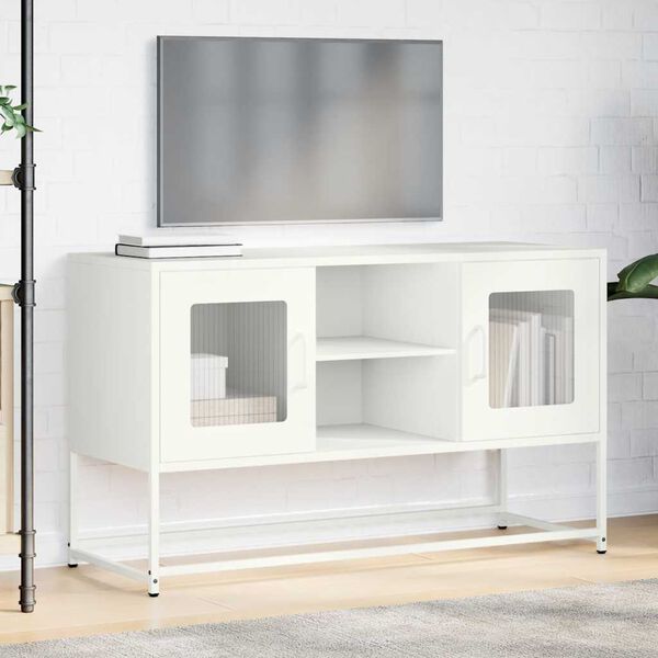 vidaXL TV skrinka biela 100,5x39x60,5 cm oceľ