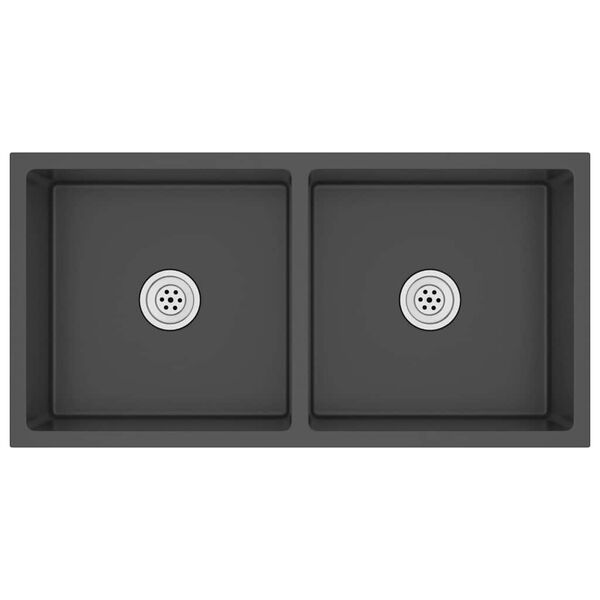 vidaXL Ručne vyrobený kuchynský drez, čierny, nehrdzavejúca oceľ