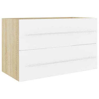 vidaXL 2-dielny set kúpeľňového nábytku biela a dubová drevotrieska