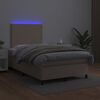 vidaXL Boxspring posteľ+matrac a LED, kapučínová 120x190cm, umelá koža