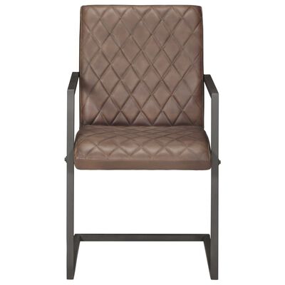 vidaXL Jedálenské stoličky, perová kostra 6 ks, hnedé, pravá koža