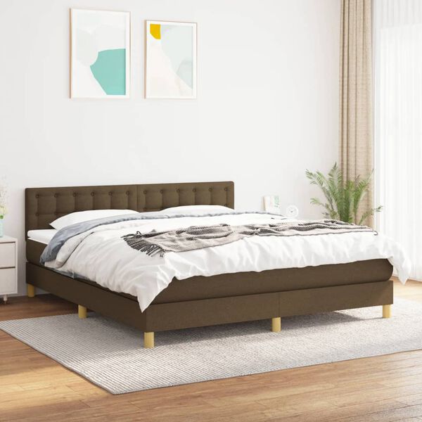 vidaXL Boxspring posteľ s matracom tmavohned&aacute; 180x200 cm l&aacute;tka