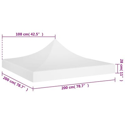vidaXL Strecha na párty stan 2x2 m, biela 270 g/m²