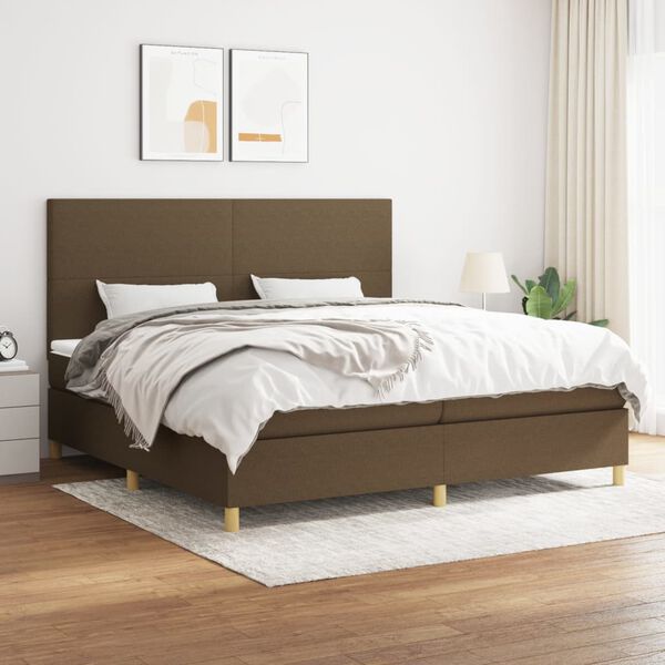 vidaXL Boxspring posteľ s matracom tmavohned&aacute; 200x200 cm l&aacute;tka