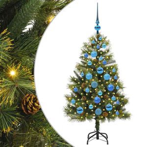 vidaXL Umel&yacute; vianočn&yacute; stromček s pni&scaron;kami Zelen&aacute; 120 cm PVC a PE a kov