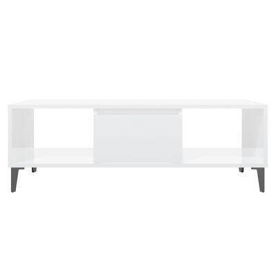 vidaXL Konferenčný stolík lesklý biely 103,5x60x35 cm drevotrieska