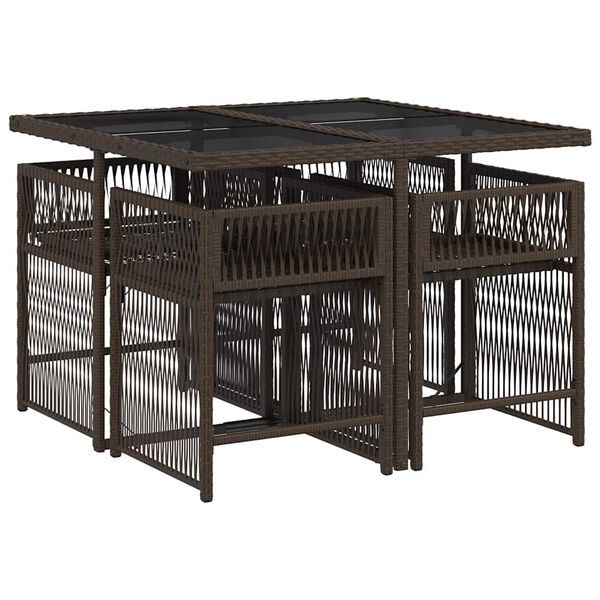 vidaXL 5-dielna z&aacute;hradn&aacute; jed&aacute;lensk&aacute; s&uacute;prava s vank&uacute;&scaron;mi hned&aacute; polyratan