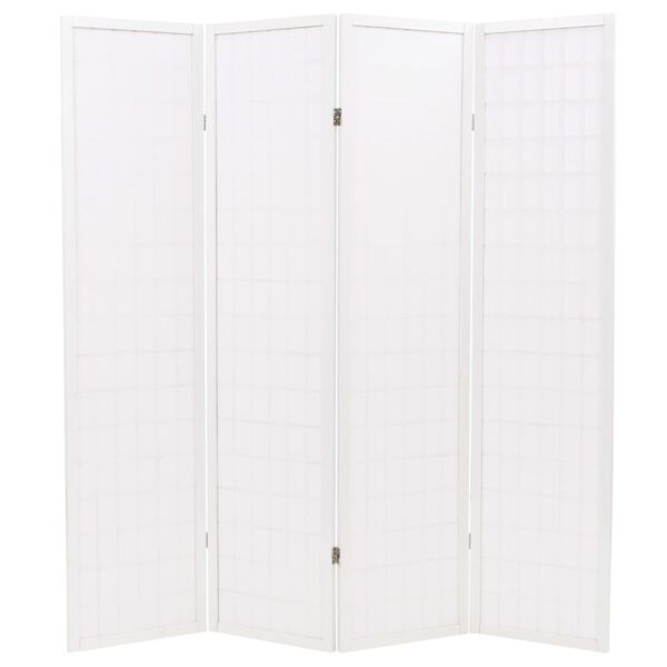 vidaXL Skladací paraván so 4 panelmi, japonský štýl 160x170 cm, biely
